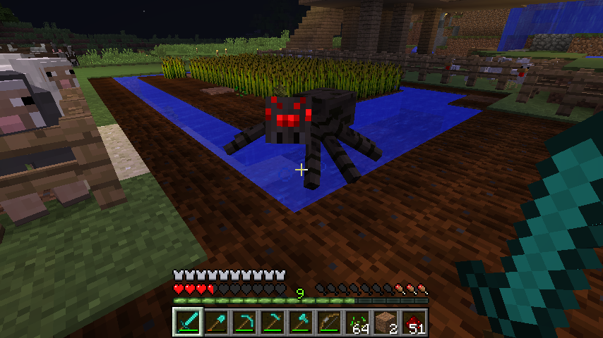 Minecraft pająk na mojej farmie